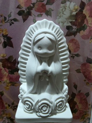 Cuadro Virgen Niña Flores Rosas