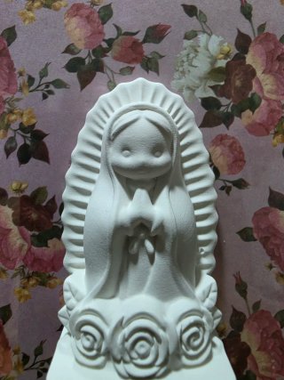Cuadro Virgen Niña Flores Rosas