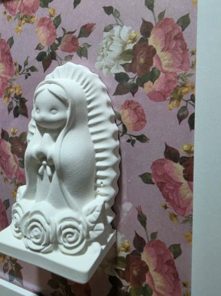 Cuadro Virgen Niña Flores Rosas