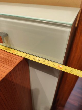 Mueble recibidor madera y cristal