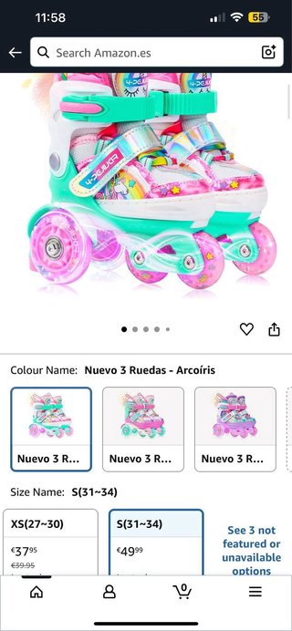 Patines Infantiles Talla S con Luces
