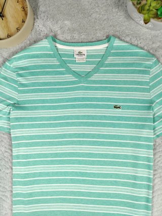 T-shirt Lacoste righe verde/bianco uomo