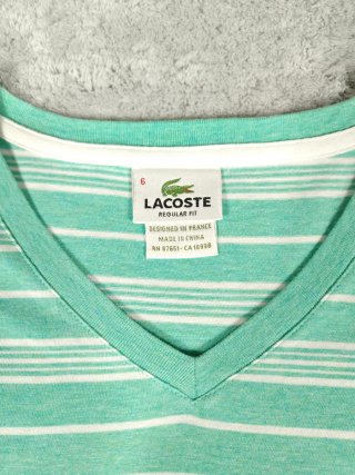 T-shirt Lacoste righe verde/bianco uomo