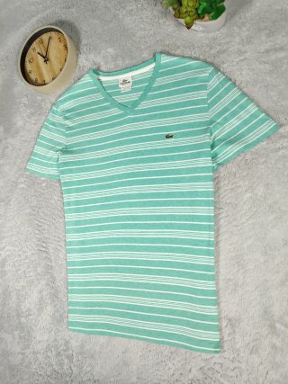 T-shirt Lacoste righe verde/bianco uomo