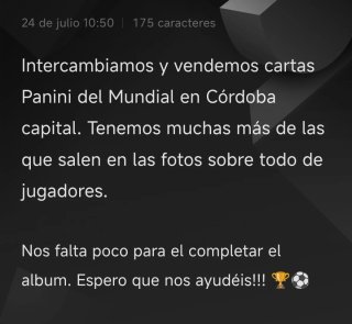 Cartas Panini Mundial Córdoba
