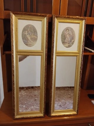 Pareja de cuadros con espejo