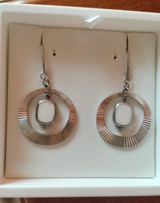Pendientes Lotus Aro Blanco Plata nuevos