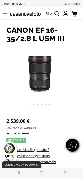 Objetivo Canon EF 16-35mm f/2.8L III USM