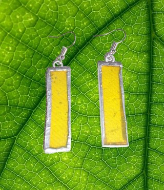 Pendientes Rectangulares Vidrio Amarillo