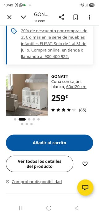 Cuna infantil Ikea 3 cajones