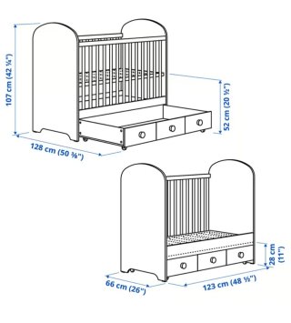 Cuna infantil Ikea 3 cajones