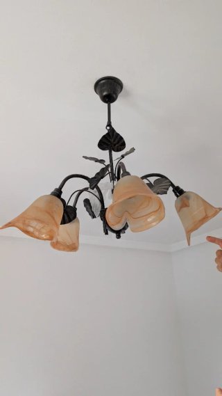 Lámpara de techo de cristal y metal