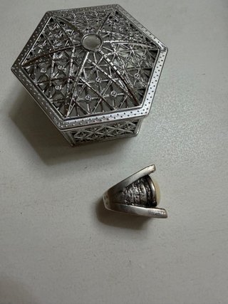 Anillo Plata Beige con Piedra Ovalada para dedo 13