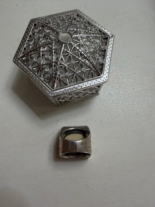 Anillo Plata Beige con Piedra Ovalada para dedo 13