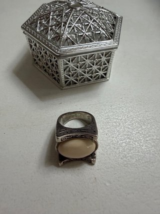 Anillo Plata Beige con Piedra Ovalada para dedo 13