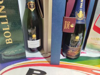 4 BOTTIGLIE VUOTE CHAMPAGNE CON SCATOLE