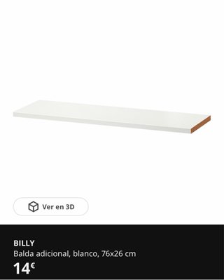 Balda adicional Billy Ikea blanca 76x26 cm
