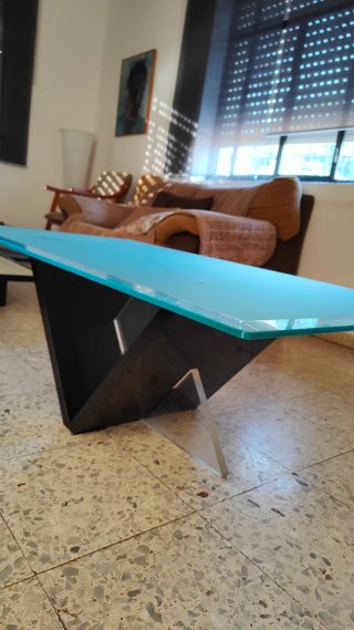 Mesa de centro cristal y negro
