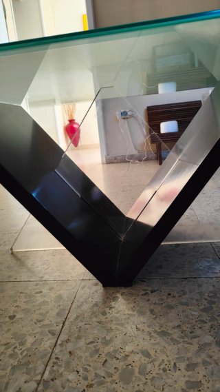 Mesa de centro cristal y negro
