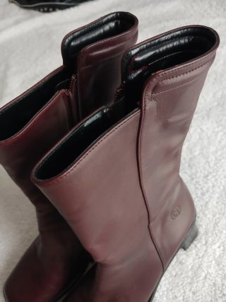 Botas con tacón color vino piel auténtica T.40