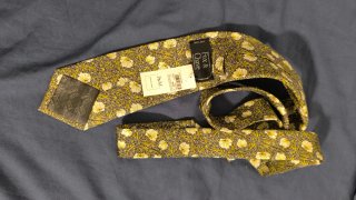 Corbata  floral verde y amarilla
