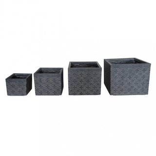 Set 4 Vasi da Piante Quadrati da Esterno Antracite