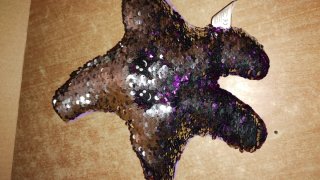 Estrella de peluche con lentejuelas.