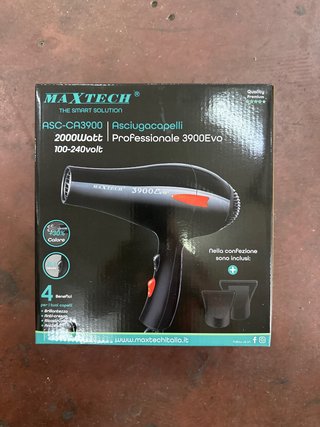 MAXTECH Asciugacapelli 2000W Professionale 3900Evo