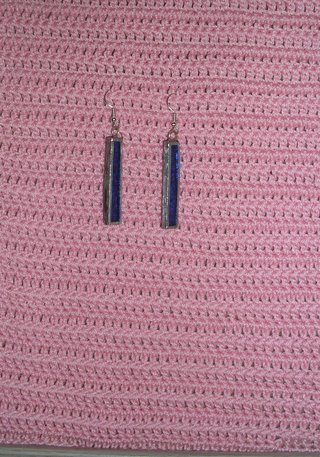 Pendientes de vidrio azul y plata