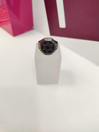 Anillo acero plateado estrella de david T17