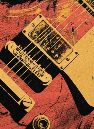 Camiseta Hombre Guitarra Eléctrica Vintage