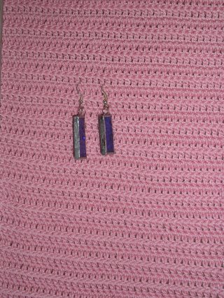 Pendientes Rectangulares Vidrio Azul