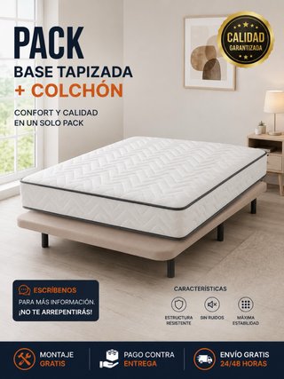 Pack Base Tapizada + Colchón