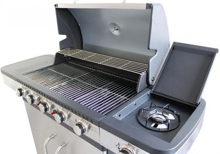 Barbecue a Gas 3 Fuochi Acciaio Fornello Laterale