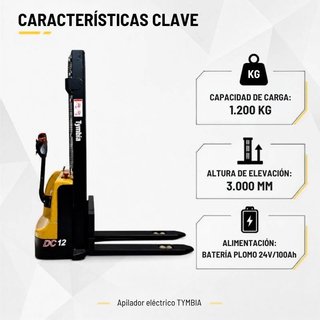 Apilador Eléctrico 1200kg 24V/100Ah 3000mm
