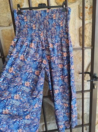 Pantalón Palazzo XXL Estampado Azul Mujer
