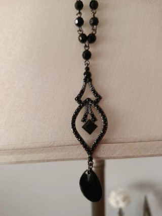 Collar gargantilla plata vieja y negra