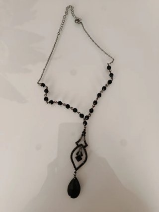 Collar gargantilla plata vieja y negra