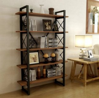 Estantería Metal/Madera Nogal Nero
