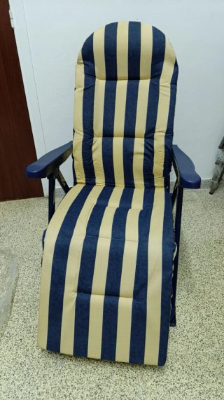Tumbona reclinable rayas azul y amarillo