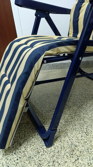 Tumbona reclinable rayas azul y amarillo