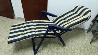 Tumbona reclinable rayas azul y amarillo