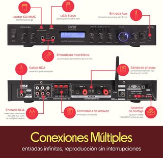 Pyle Amplificador Estereo BT, Inalambrico