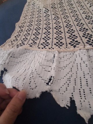 Tenda uncinetto antica beige e bianca