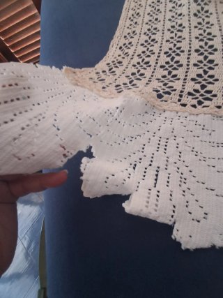 Tenda uncinetto antica beige e bianca