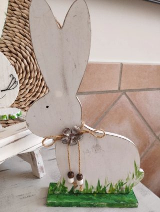 Decoración Pascua Conejitos Madera