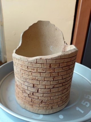 Macetero estilo iglesia terracota
