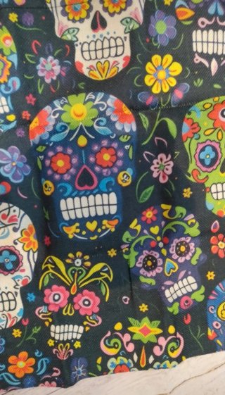Bolsa de lona con catrinas y flores