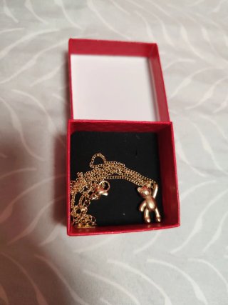 Collar osito acero dorado