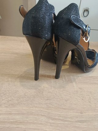 Sandalias de tacón de fiesta Encor | Negro Glitter